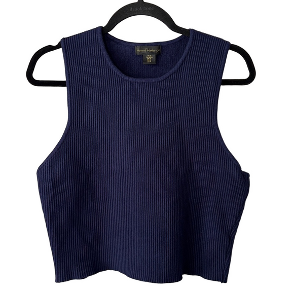 House of Harlow 1960 Tops - House of Harlow 1960 Classic Navy Ribbed Tank Blouse Minimal Chic Y2K